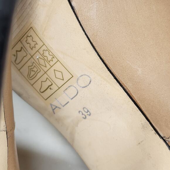 Aldo Stilettos Womens 39 US 8.5 Tan Leather Studded Rivets Platform‎ High Heels - Picture 2 of 15